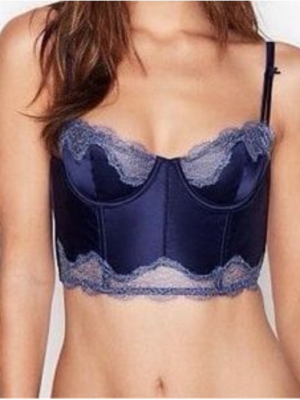 Rare Victoria’s Secret Dream Angels Blue Bustier Corset Top 32B Satin Lace Y2K